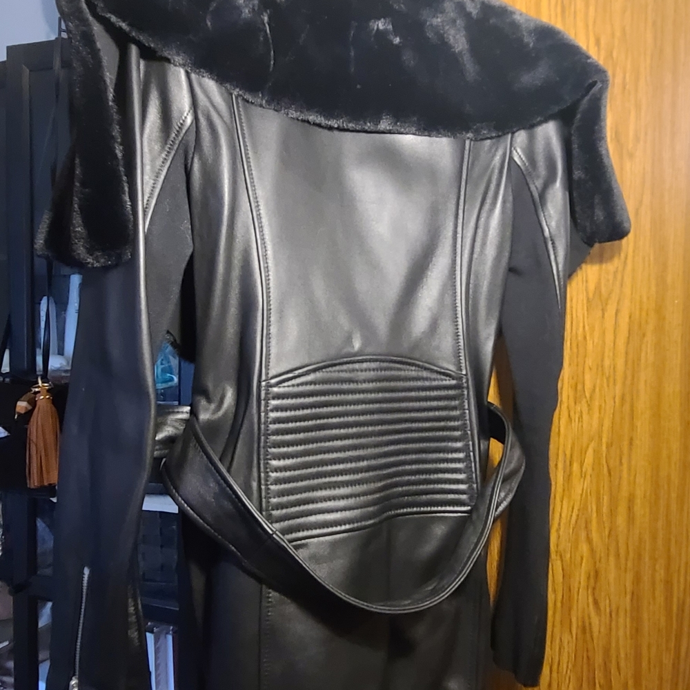 BCBGMAXAZRIA Aubrey Lamb Leather Coat